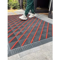 발매트 바닥매트 업소용 식당 호텔 입구, 90x120CM (고무망치 증정), 단일 브러시 - 회색 블록 - 빨간색 브러시