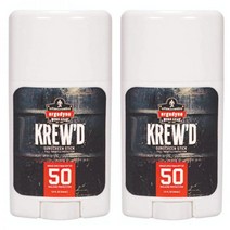 Ergodyne KREW’D Sunscreen 에르고다인 크루 SPF 50 내수성 썬스크린 스틱 1.5oz(44mL) 2팩, Single