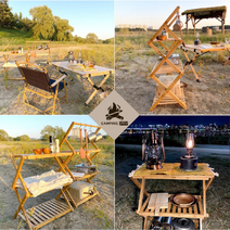 접이식 캠핑 3단 우드 쉘프 다용도 원목, 3)프리미엄 우드쉘프(3단 와이드)