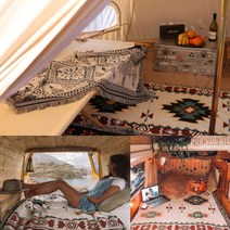 에스닉 감성 캠핑 차박 야전침대 러그 담요 카페트 블랭킷, 180x230 네이비