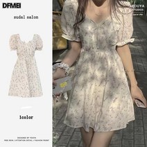DFMEI 여름 크림 법계 플라워 원피스 스위트 화이트 첫사랑 스커트