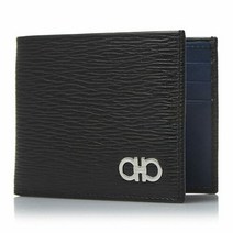 페라가모 명품명품페드로 더블 간치니 장식 바이폴드 지갑 66 A064 NERO FJORD BL