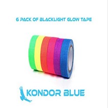 KONDOR BLUE 6-Pack of Glow Tape UV Blacklight Reactive Fluorescent/Neon Gaffer Tape Matte Finish No, 1