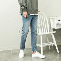[데님공방] 남자 연청바지 슬림 일자 청바지 스판 데님 팬츠 S-2XL