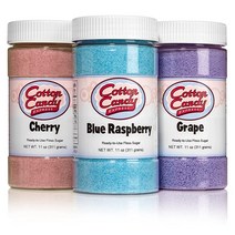 Cotton Candy Express 3가지 맛 솜사탕 슈가 팩 체리 포도 블루 라즈베리 325ml 11온스 병 337355