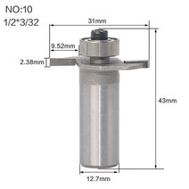 1/4 "생크 고품질" T 비스킷 조인트 슬롯 커터 조인트/슬로팅 라우터 비트 목재 작업, 10 NO10