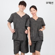 투포켓 그레이 상하세트 마사지복 피부과가운 찜질복, 그레이_L(SY06)