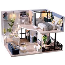 미니어처 아파트 모형 diy 하우스 미니어쳐하우스 diy 하우스 만들기 미니어쳐 오르골 아이엠미니 조립 DIY 나무집 인형집 키트 미니인형집 장난감 가구 LED등 선물, Zqw-qy형