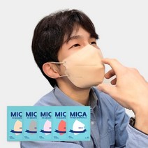 식약처허가 KF94 2D 새부리형 미카 썸 황사방역용 마스크 대형 컬러 / 화이트 마스크 100매, 연한황색
