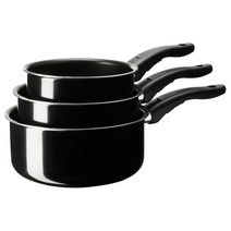 이케아 KAVALKAD 소스팬 세트 3개 401.420.26, 블랙, 소스팬 1L + 소스팬 1.5L + 소스팬 2L
