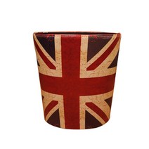 유럽 복고풍 쓰레기 빈 PU 가죽 데스크탑 휴지통 방 침실 쓰레기통 사무실 스토리, 02 Union Flag