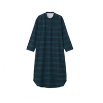 MUJI 무인양품 원피스 잠옷 오가닉코튼 플란넬 파자마 / 다크그린체크 홈웨어, 사이즈_L~XL, 상세페이지 참조