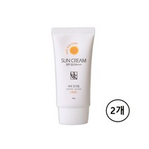 알로에베라 썬크림 저자극 무기자차 워터프루프 순한 자외선차단제 여성 남성 추천 spf50 백탁 현상 없는 방지 스포츠 서핑 바나나보트 물놀이 방수 튜브형 데일리 모든 피부용, 2개(ea) 총 90g, 민쓰네가게 1개(ea)당 45g