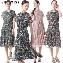 쉬즈미스 쉬즈미스(SHESMISS) 플라워 티어드 프릴 시폰 원피스