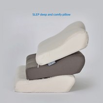 SLEP 고밀도 메모리폼 3D 목편한 베개 + 폴리 베개커버1p, 그레이