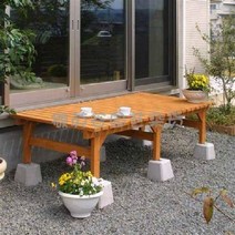 시골 한옥 단독주택 전원 주택 정원 야외 평상 티 테이블 꾸미기 다다미형 원목 나무 마루, 90x90cm