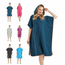 서핑 비치 판초 잠수복 기저귀 갈이용 타월 목욕 가운 후드 포함 수영 목욕용 성인 남성 여성 테리 천 아님(블랙)151994, Navy Blue