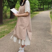 방가지똥 앞치마 통원피스 베이지 데님 앞치마