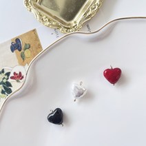 [1개]고리형 15mm 못난이 아크릴 하트 골드 GP403비즈목걸이 만들기 팬던트 재료, 블랙