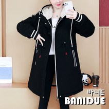 [바니드] 여성 코트 후드점퍼 패션 트렌디 레터링 겨울 두꺼운 시크한블랙 아우터 0261