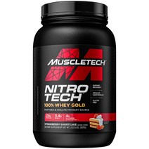 머슬텍 - Nitro Tech 100퍼센트 유청 골드 딸기 쇼트케이크 맛 921g(2.03lbs)