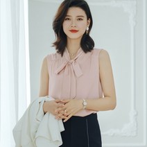 여성 리본타이 쉬폰 나시블라우스