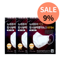 네퓨어 새부리형 KF94 컬러 끈조절 마스크 30매, 블랙 대형 30매