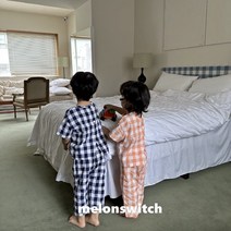 고방체크 절개 상하세트/XS-XL 3호-11호 잠옷 외출복 9부 세트