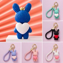 [랄라닷] 하트 래빗 키링 키홀더 열쇠고리 자동차키링 인형키링, 14 그린+블랙
