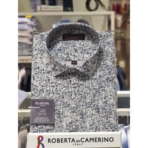 5F [신사] 로베르따 남성셔츠 반팔 지지미 다림질금지 블루기하학 일반핏셔츠 RM22082