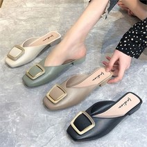 셀러허브 여성패션 [오노마] ONM 여성 골드스퀘어 장식 블로퍼 단화 굽 낮은 뮬구두