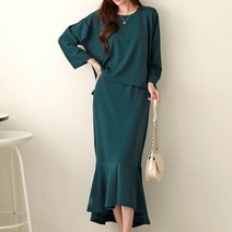 시크루즈 샤렐 언발 티셔츠 + 머메이드 스커트 세트 BDOE790