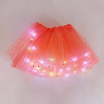 생일 크리스마스 용품 야광 형광 LED 미니 스커트 라이트 업 투투 빛 반짝이 스타 발레 의상 웨딩 아이 선물, [07] B07Orange Skirt