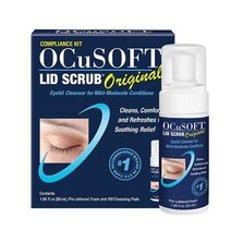 OCuSOFT Lid Scrub 오리지널 규정 준수 키트 50ml 폼 병 드라이 보풀 없는 패드 100개