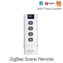 Moes ZigBee 스마트 하우스 무선 장면 스위치 4 갱 원격 휴대용 Tuya Zigbee 허브 장치 제어 제한 필요 없음, China 1 PC