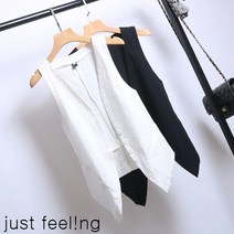 just feel!ng 여름신상 면마 리넨 빅사이즈 여성 조끼 카디건 베스트 오피스록