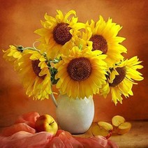 스마탭 보석십자수 돈들어오는 금전수 캔버스형 황금 해바라기 풍경, GD19해바라기와 사과40x50