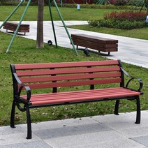 공원벤치의자 야외 흡연실 옥상 나무 긴 등받이 벤치, 적갈색 - 1.5m