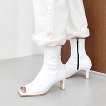 국내제작 스판가죽 토오픈 앵클부츠 6cm 3컬러