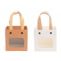 끈 손잡이 선물 박스 선물용 종이 상자 크라프트 크래프트 어린이집 구디백 포장 포장용 작은 소형 포장백, 소 - 브라운