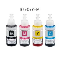 4 색 염료 리필 잉크 키트 Epson L100 L110 L120 L132 L210 L222 L300 L312 L355 L350 L362 L366 L550 L555 L566 프린터, [02] 1BK 1C 1Y 1M