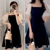 로맨틱 소매 쉬폰 프릴 미니 반팔 원피스(Fee사이즈/블랙)