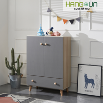 [행운가구] 이안 베이비 옷장 수납 서랍장 아기옷장 베이비옷장, 800 서랍 양문 옷장_그레이