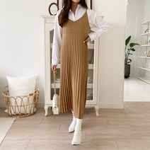 뉴죤 다다니 아코디언 플리츠 끈 롱 원피스