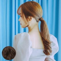 가발나라 여자 인모 포니테일가발 묶음머리 미디움웨이브, 1개, 내츄럴다크브라운