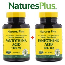(1+1) 네이처스플러스 하이포텐시 비타민B5 판토텐산 칼슘 1000mg 60정 2팩
