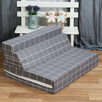 조은집 순면 5단 접이식 매트리스 소파베드, 그레이체크