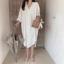 가바바 여성 원피스 와이셔츠 느낌 심플 데일리 여친룩 롱원피스 G33965
