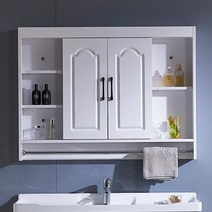 슬라이딩욕실장 거울수납장 수건 욕실선반 선반장, 100cm 흰색