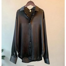 UUJULY 여성 실크 셔츠 블라우스 상의 남방 탑